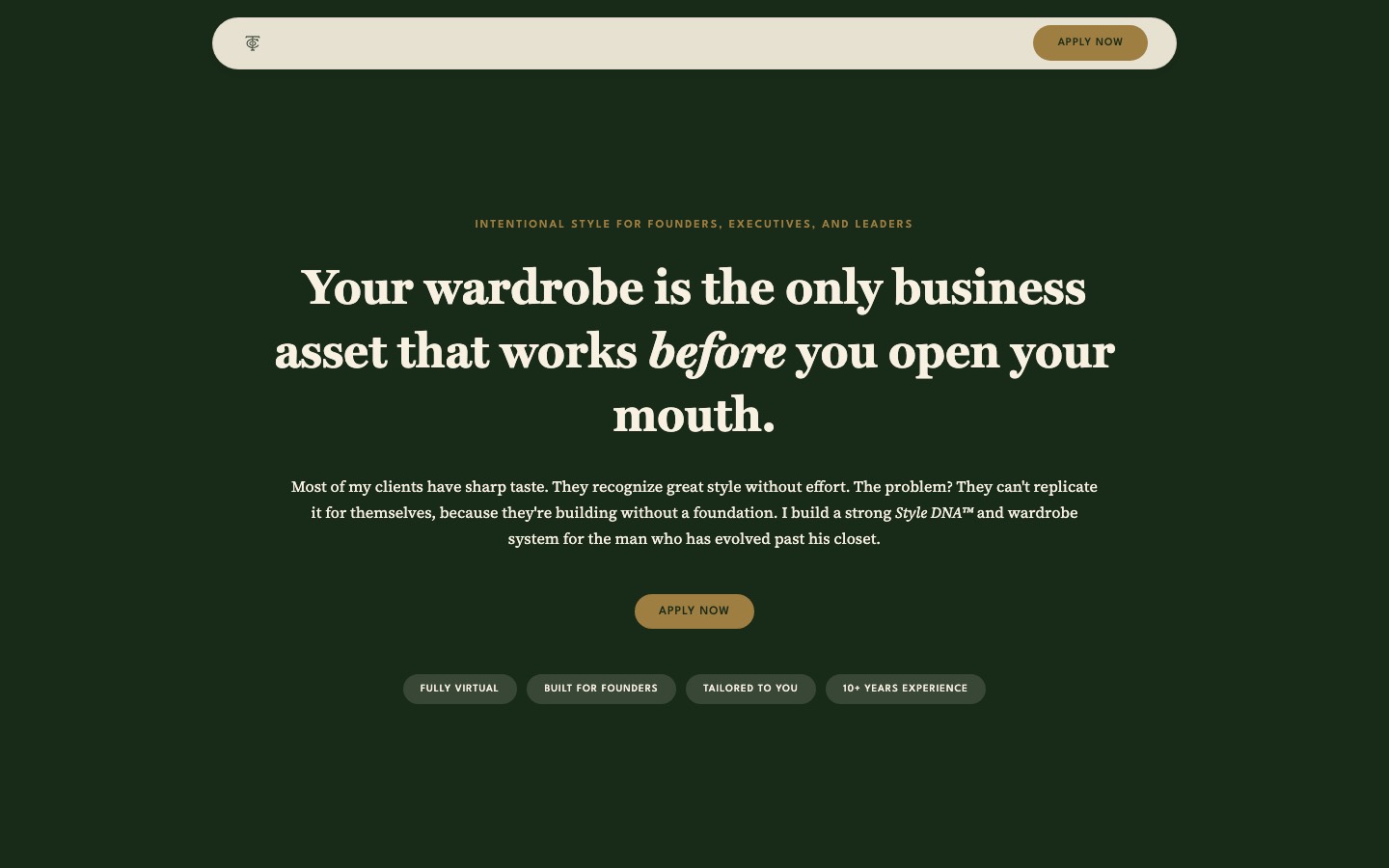 The Curated Outfit homepage hero screenshot